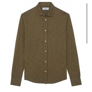 Europann Saint-Tropez Stuart Jersey Cotton Slim Fit Shirt Khaki Green Mens L